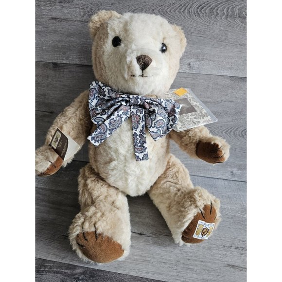 Vtg House of Nisbet Jack's Teddy Bear Jointed Crushed Alpaca Plush 15" 571 Tags - Picture 1 of 16